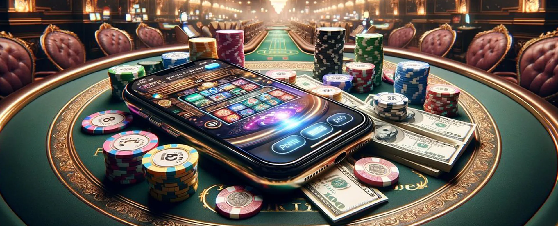 yy777 Poker Table with Cards and Chips
